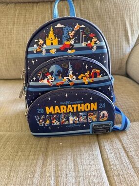 Loungefly Walt Disney World 2024 Marathon Weekend Navy Blue Mini Backpack